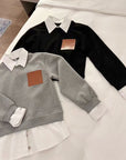 PU Leather Logo Sweatshirt