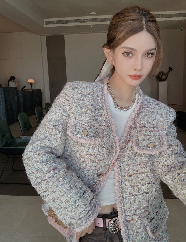 Deluxe Tweed Jacket in Blush Tones