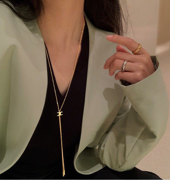 Long Gold Tassel Necklace