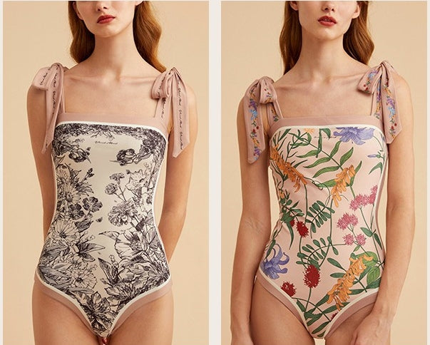 Visual Mood Retro French 2-Face Print One-Piece