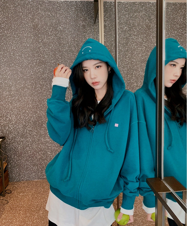 Gawk Embroidered Smiley Face Hoodie