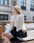 Knight Military Style Double-Breasted Gold Button Tweed Jacket
