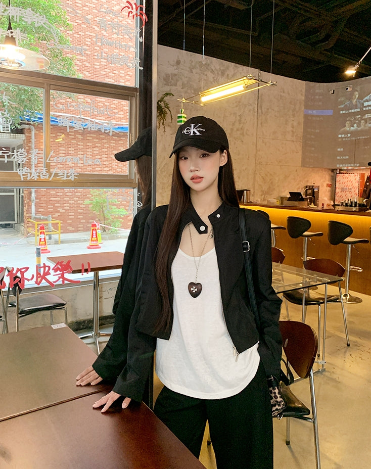Sweet & Cool Girl Style Stand Collar Jacket