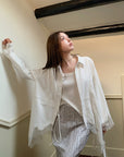 Designer Lace Panel Asymmetrical Shirt