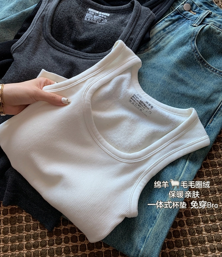 Thermal Fleece-Lined Padded Sleeveless Tank