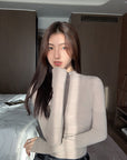 Cement Grey Half High-neck High-stretch Base Top