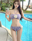 3D Purple Floral Bikini