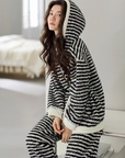 Upgraded Black & White Striped Flannel Loungewear Set