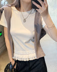Japan EGG Lace Panel Shoulder Tee