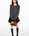 La Chapelle Heart-Button Knit Cardigan