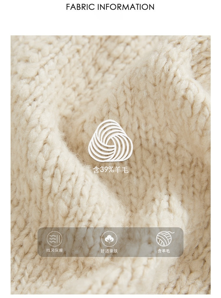 Vintage V-Neck Wool Knitted Hollow-Out Sweater