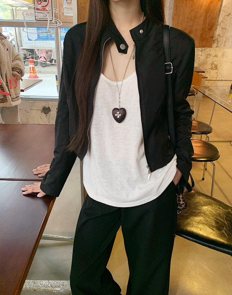 Sweet & Cool Girl Style Stand Collar Jacket