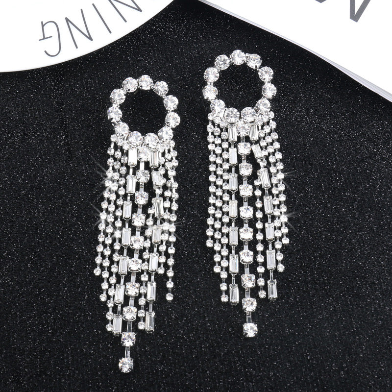 Rhinestone Tassel Earrings