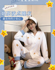 Milk Tea Dots Star Embroidered Cotton Pajamas