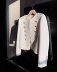 Knight Military Style Double-Breasted Gold Button Tweed Jacket