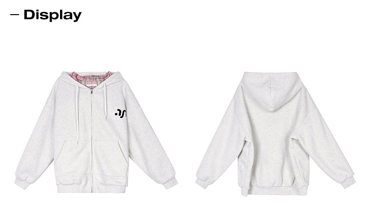 Korean-Style Colorblock Fleece-Lined Hoodie Jacket