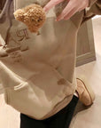 Hooded Thickened Fleece-lined Sweatshirt with Letter Embroidery