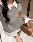 PU Leather Logo Sweatshirt