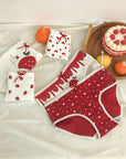 3 Pieces of Cotton Antibacterial Breathable Low Waist Strawberry Underwear