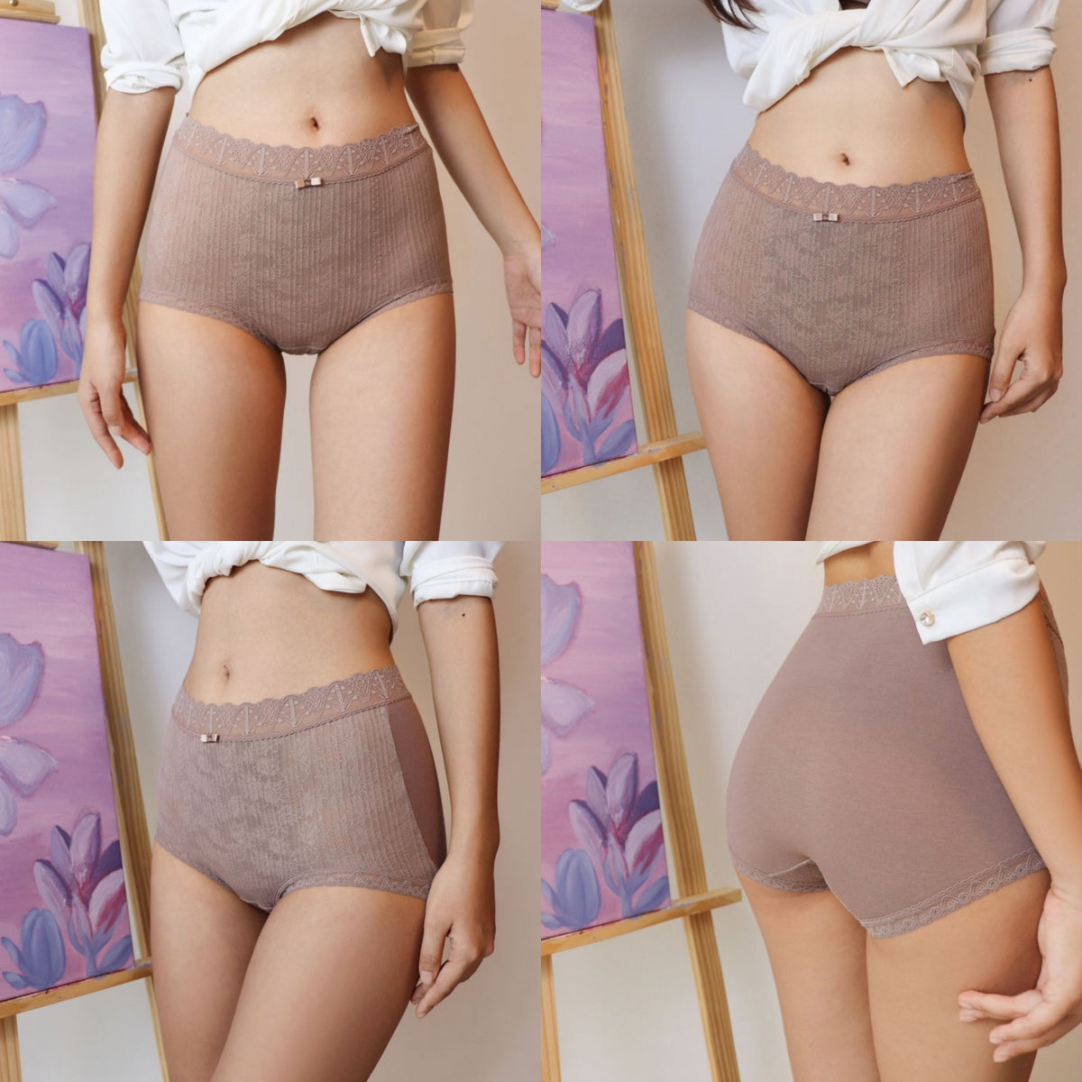 Japan Gun Two-Piece High-Waisted Lace Panties with Mulberry Silk Gusset