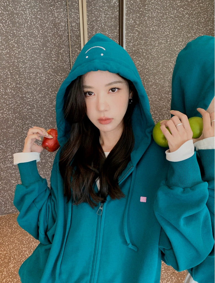 Gawk Embroidered Smiley Face Hoodie