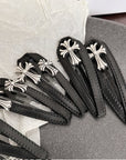 Kroheart Leather Side Hair Clips (Set of 6, 3 Pairs)