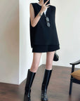 Tailored Wool Vest and A-Line Wide-Leg Shorts Set