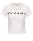 MARKGONG Pearl Necklace Dachshund Stretch T-Shirt