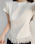 Japan EGG Lace Panel Shoulder Tee