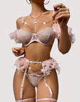 Sensual Feather Lace Lingerie Three-Piece Set