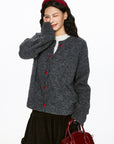La Chapelle Heart-Button Knit Cardigan
