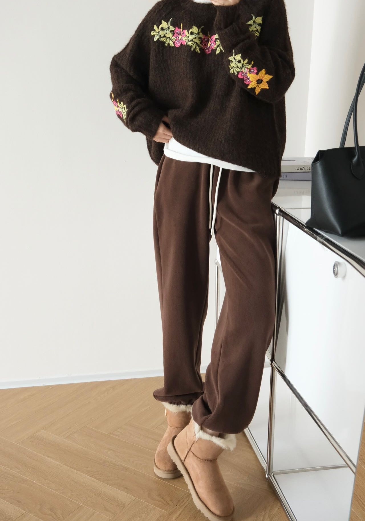 One-piece sherpa-lined jogger sweatpants