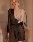 Lace V-neck Camisole Nightdress + Robe 2-Piece Set