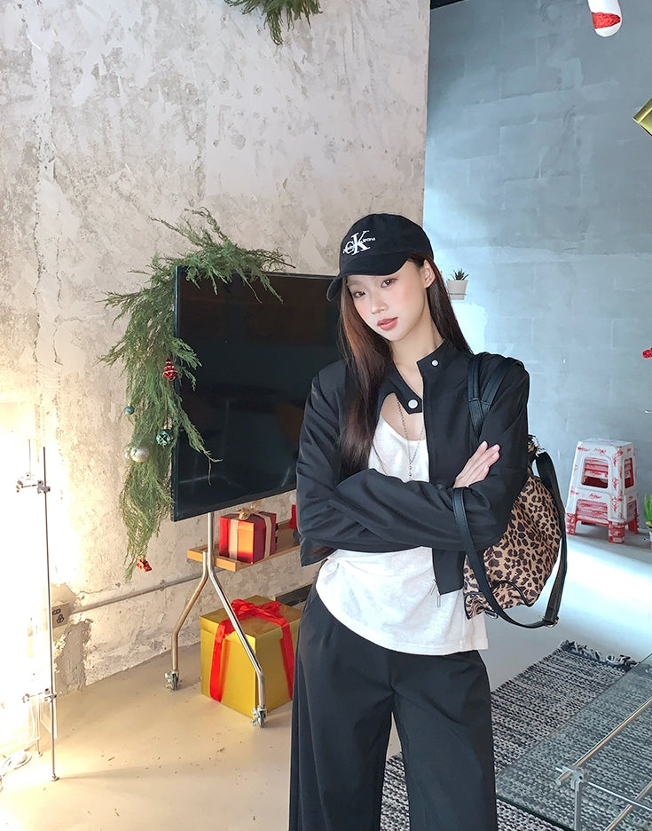 Sweet & Cool Girl Style Stand Collar Jacket