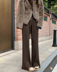 Raw Edge Foot Mouth Wide Leg Thickened Knit Pants