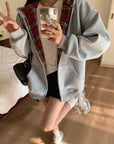 American BM Style Grey Plaid Fleece Hoodie (450g)