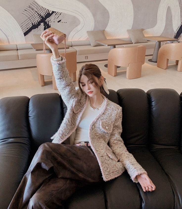 Deluxe Tweed Jacket in Blush Tones