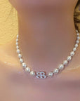 Luxurious Double-B Full Crystal Pearl Necklace