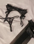 Lace Sling Thong Pure Desire Stockings Set