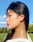 Long Tassel Stud Earrings
