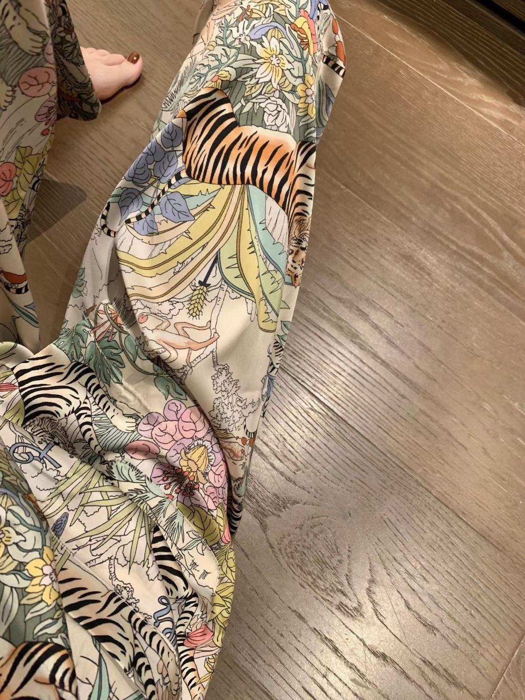 Zoo-themed faux silk pajama set