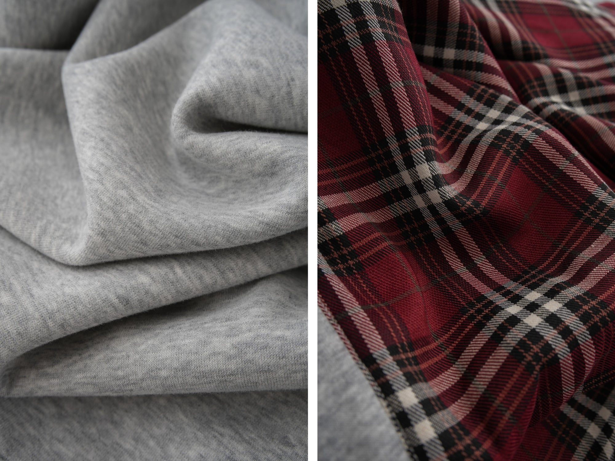 American BM Style Grey Plaid Fleece Hoodie (450g)