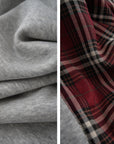 American BM Style Grey Plaid Fleece Hoodie (450g)