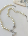 Vivienne Westwood-Inspired Saturn Brooch Rhinestone Necklace 