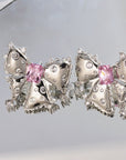 Sweet and Elegant Pink Zircon Butterfly Knot Earrings