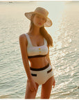 Chanel-Style Bikini Separated Long Sleeve Three-Piece Set