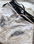 Ice Silk Lace Cross Deep V Low Rise Underwear (3 Pairs)