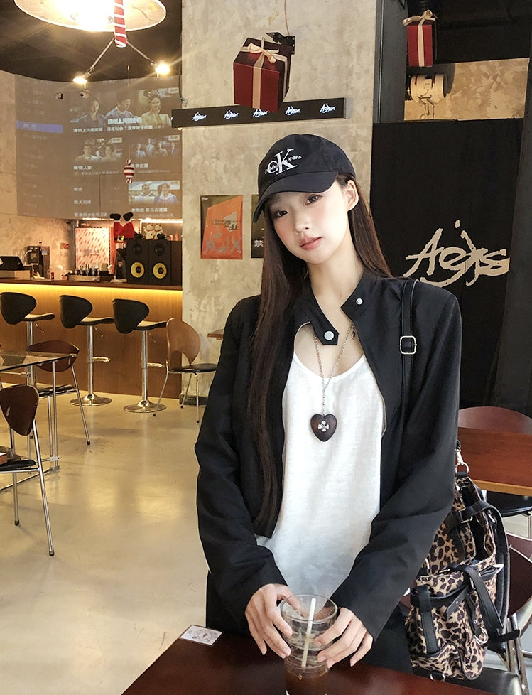 Sweet & Cool Girl Style Stand Collar Jacket