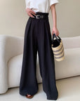 High-Waisted Casual Wide-Leg Straight Pants