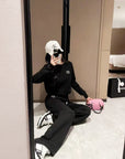 Rhinestone AW Logo Thick Knit Set
